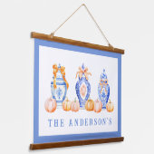 Fall Pumpkin Chinoiserie Ginger Jar Wandteppich Mit Holzrahmen (Gewinkelt)