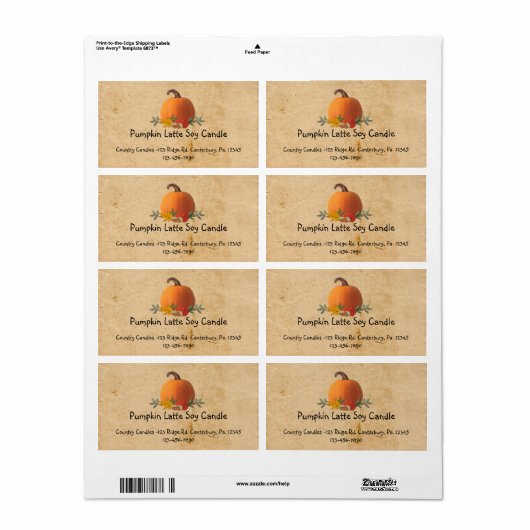 Fall Pumpkin Custom Product Business Label (Vorne)