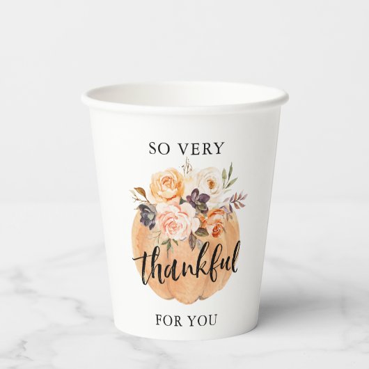 Fall Pumpkin dankbar für euch Erntedank Pappbecher (Rückseite)