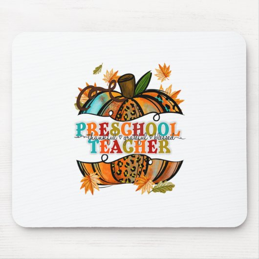 Fall Pumpkin dankbar gesegnete Preschool-Lehrer Mousepad (Vorne)
