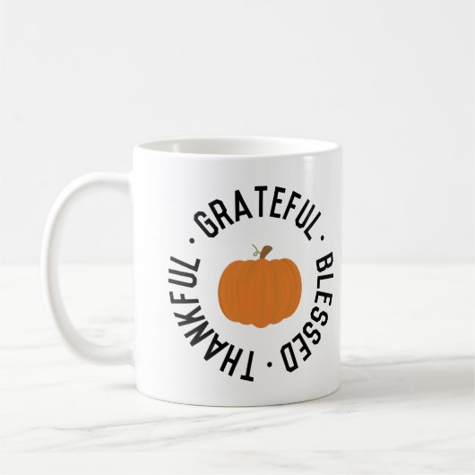 Fall Pumpkin Dankbarkeit dankbar gesegnet Herbst Kaffeetasse (Links)