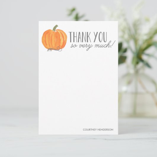 Fall Pumpkin | Dankeschön Dankeskarte (Stehend Vorderseite)