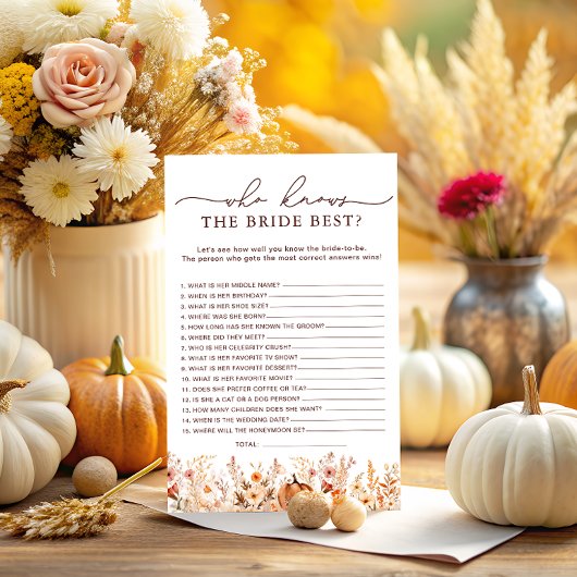 Fall Pumpkin, der Braut das beste Duschspiel kennt