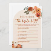 Fall Pumpkin, der die Bride Best Bridal Game kennt Einladung (Vorne/Hinten)