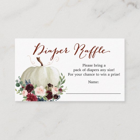 Fall Pumpkin Diaper Raffle Baby Duschkarte Begleitkarte (Vorderseite)