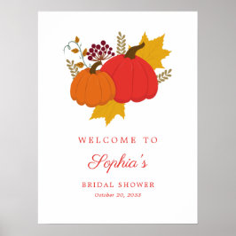 Fall Pumpkin Elegantes Skript-Brautparty Willkomme Poster