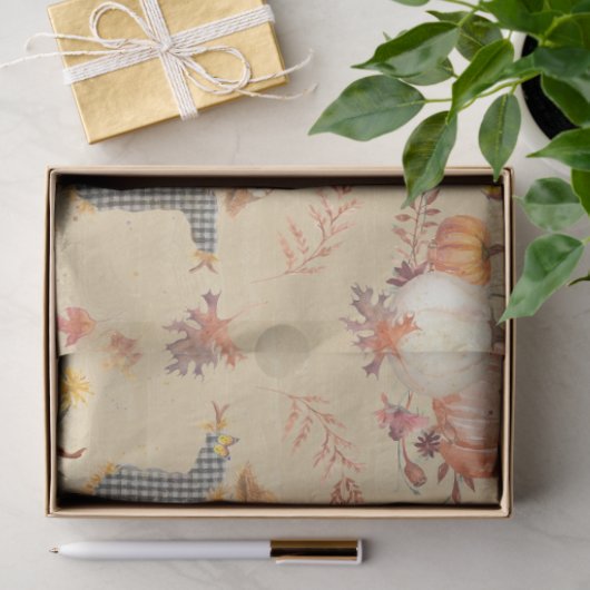 Fall Pumpkin Ernte Autumn Leaf Mustard Decoupage Seidenpapier (Geschenk)