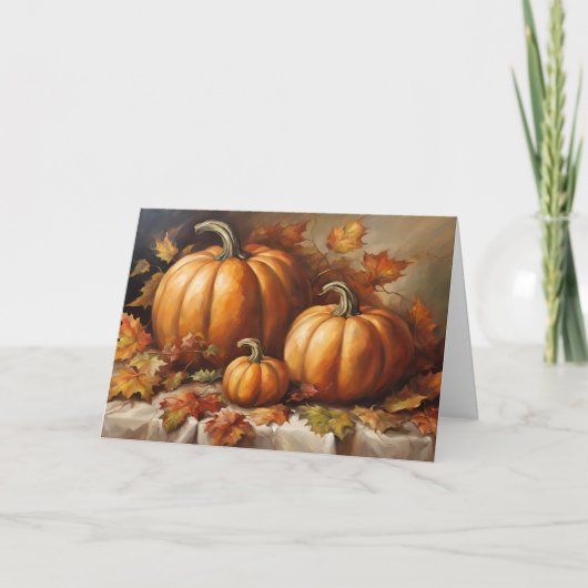 Fall Pumpkin Ernte, Herbstleaves Feiertagskarte (Vorderseite)