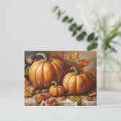 Fall Pumpkin Ernte, Herbstleaves Feiertagspostkarte (Stehend Vorderseite)