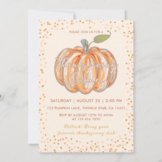 Fall Pumpkin Erntedank Dinner Party Einladung (Vorderseite)