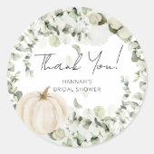 Fall Pumpkin Eucalyptus-Brautparty Runder Aufkleber (Vorderseite)