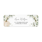 Fall Pumpkin Eucalyptus Wedding Rücksendeadresse (Vorne)