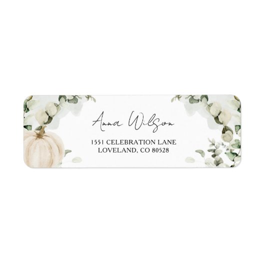Fall Pumpkin Eucalyptus Wedding Rücksendeadresse (Vorne)