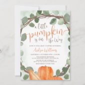 Fall Pumpkin Eucalyptus Wreath Baby Dusche Einladung (Vorderseite)