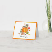 Fall Pumpkin-Eule und Frosch Dankeskarte (Vorderseite)