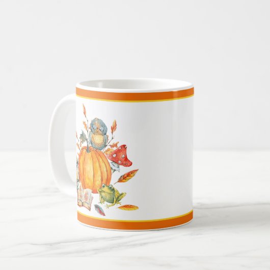 Fall Pumpkin-Eule und Frosch Kaffeetasse (Vorderseite Links)