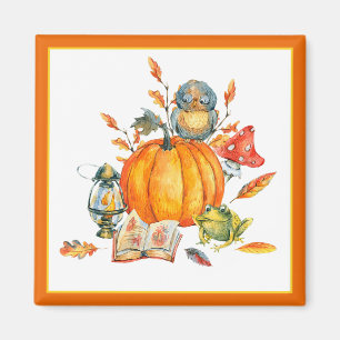 Fall Pumpkin-Eule und Frosch Magnet