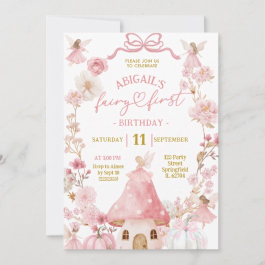 Fall Pumpkin Fairy Erster Geburtstag Einladung (Vorderseite)