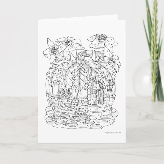 Fall Pumpkin Fairy House Farbe es Sie selbst Leere Karte (Vorderseite)