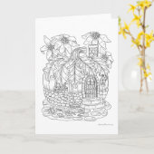 Fall Pumpkin Fairy House Farbe es Sie selbst Leere Karte (Gelbe Blume)