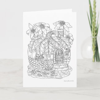 Fall Pumpkin Fairy House Farbe es Sie selbst Leere Karte