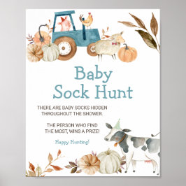 Fall Pumpkin Farm Animal Baby Sock Hunt Poster