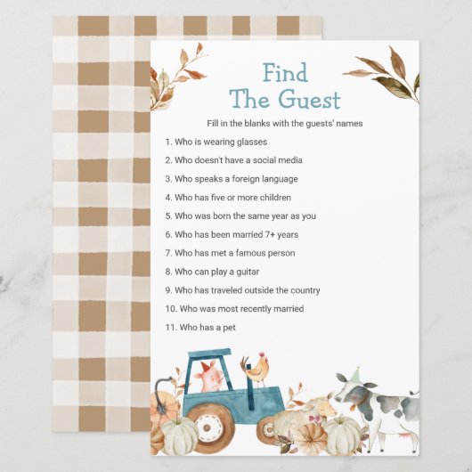 Fall Pumpkin Farm Animal Finde Game (Vorne/Hinten)