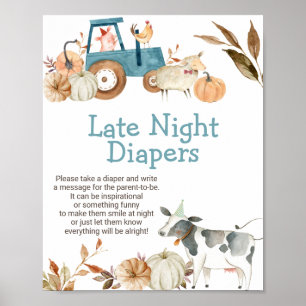 Fall Pumpkin Farm Animal Spate Night Diapers Poster