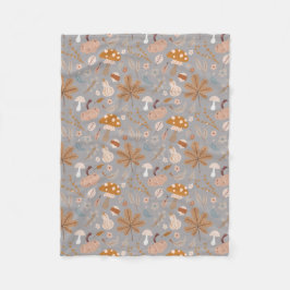 Fall Pumpkin Field mit Herbstlauben und Pilzen Fleecedecke