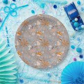 Fall Pumpkin Field mit Herbstlauben und Pilzen Pappteller (Party)