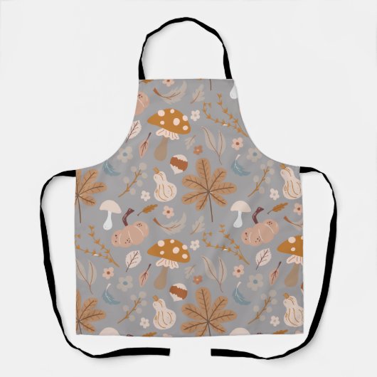 Fall Pumpkin Field mit Herbstlauben und Pilzen Schürze (Vorderseite)