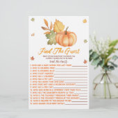 Fall Pumpkin Find The Guest Baby Shower Game Briefpapier (Stehend Vorderseite)