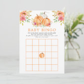 Fall Pumpkin Floral Baby Dusche Bingo Spiel Einladung (Stehend Vorderseite)