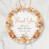 Fall Pumpkin Floral Baby Dusche Danke Geschenkanhänger (Vorderseite)