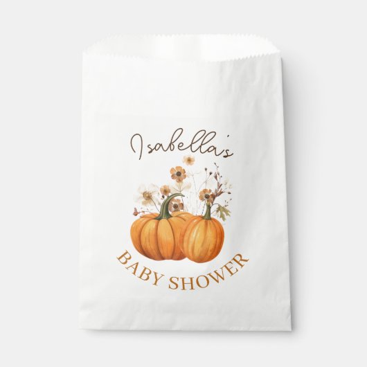 Fall Pumpkin Floral Baby Dusche Danke Geschenktütchen (Vorderseite)