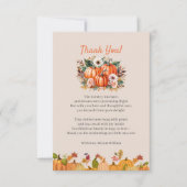Fall Pumpkin Floral Baby Dusche Danke Karte (Vorderseite)