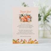 Fall Pumpkin Floral Baby Dusche Danke Karte (Stehend Vorderseite)