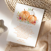 Fall Pumpkin Floral Baby Dusche Danke Karte