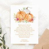 Fall Pumpkin Floral Baby Dusche Danke Karte