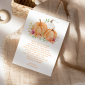 Fall Pumpkin Floral Baby Dusche Danke Karte
