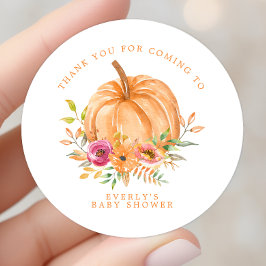 Fall Pumpkin Floral Baby Dusche Danke Runder Aufkleber