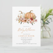 Fall Pumpkin Floral Baby Dusche Einladung (Stehend Vorderseite)