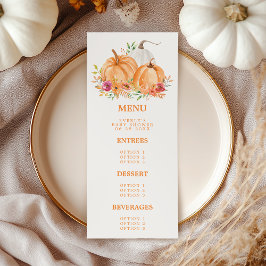 Fall Pumpkin Floral Baby Dusche Menükarte
