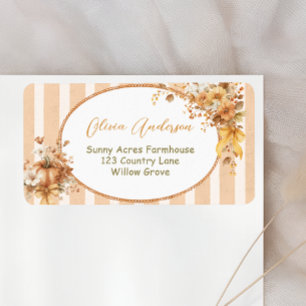 Fall Pumpkin Floral Baby Dusche Rücksendeadresse Adressaufkleber