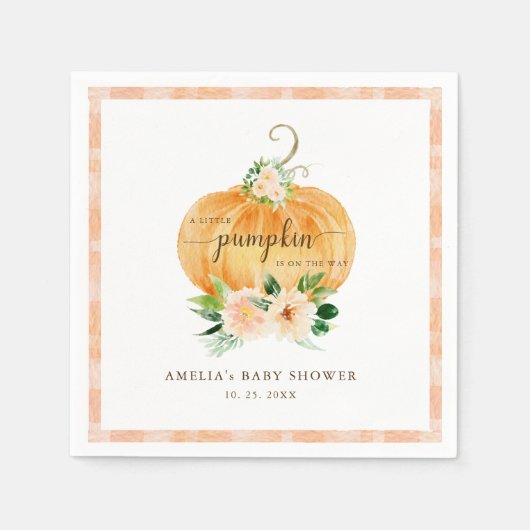 Fall Pumpkin Floral Baby Dusche Serviette (Vorderseite)