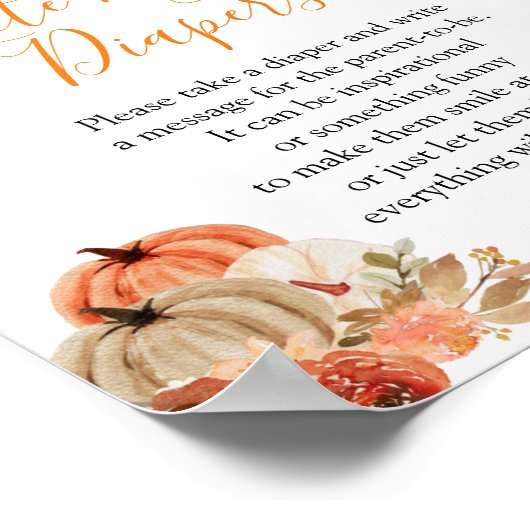Fall Pumpkin Floral Baby Dusche Spate Night Diaper Poster (Ecke)
