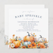 Fall Pumpkin Floral Baby Dusche Sprinkle Einladung (Vorne/Hinten)