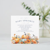 Fall Pumpkin Floral Baby Dusche Sprinkle Einladung (Stehend Vorderseite)