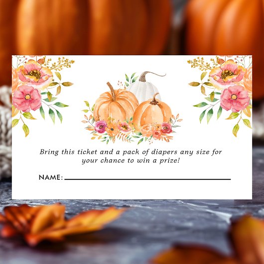 Fall Pumpkin Floral Baby Dusche Windel Raffle Begleitkarte