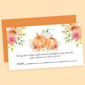 Fall Pumpkin Floral Baby Dusche Windel Raffle Begleitkarte